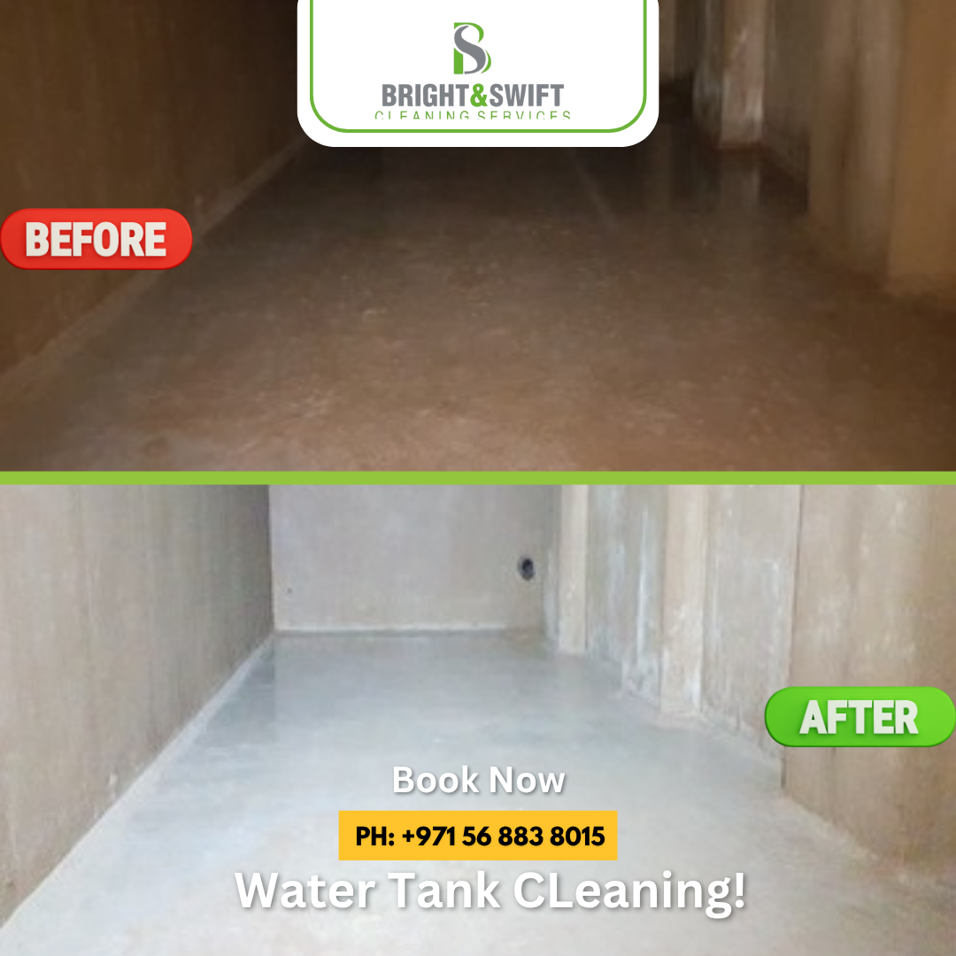 Technician performing water tank cleaning and disinfection in Dubai